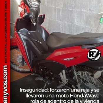 Inseguridad! Robaron una moto forzando una reja de la casa.